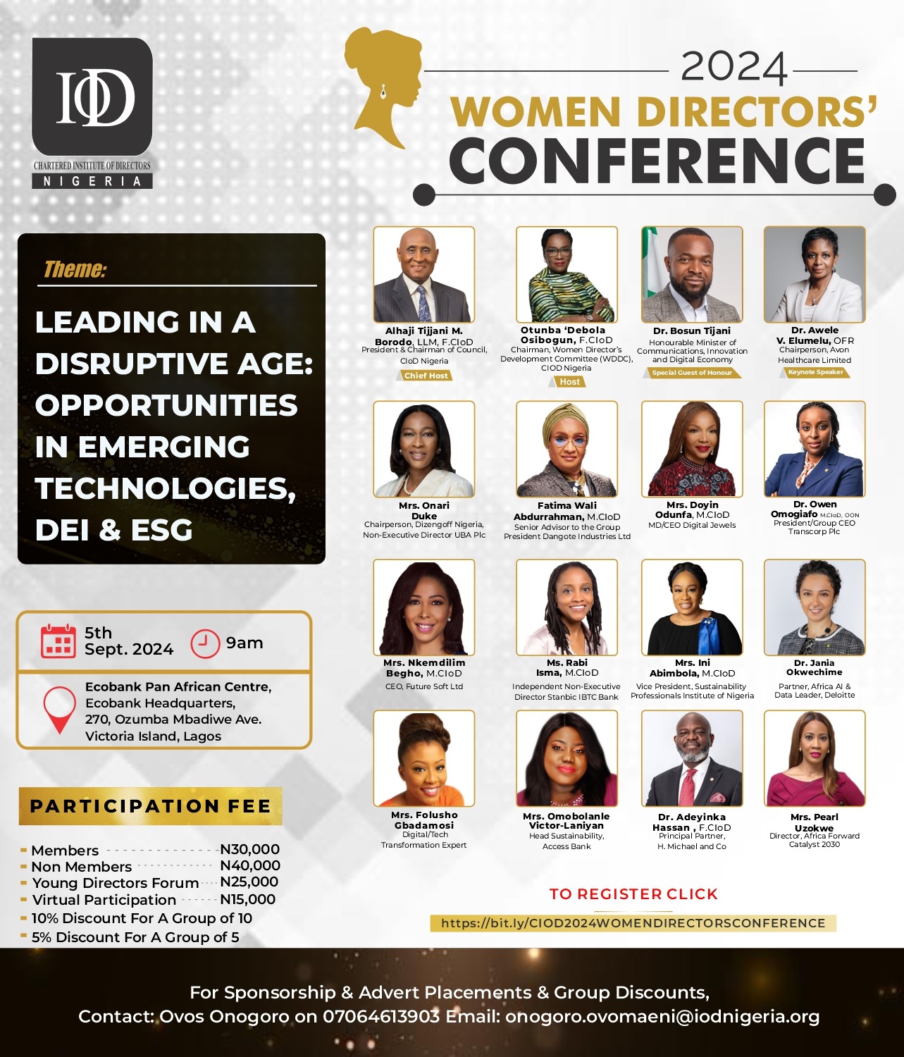 One Week to Go! Register Now for the Chartered Institute of Directors Nigeria 2024 Annual Women Conference