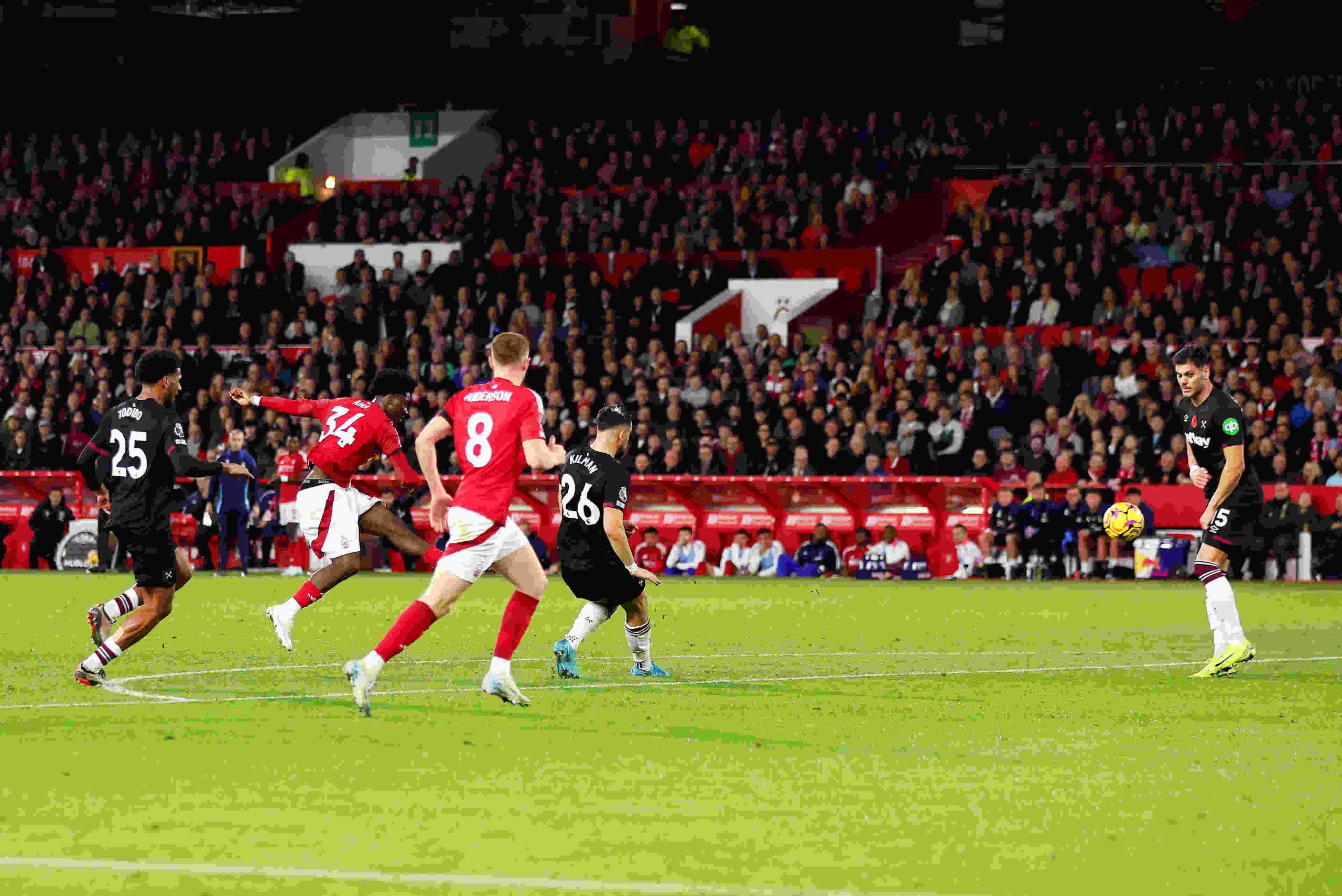 Ola Aina's stunning strike helps Nottingham Forest equal 25-year-old record in victory over West Ham United