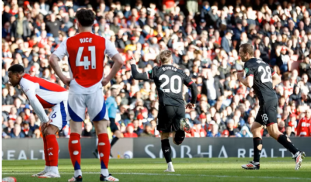 EPL: Arsenal suffer defeat against West Ham at Emirates Stadium